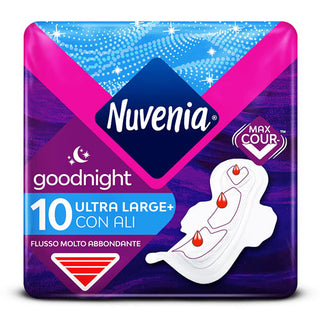 NUVENIA- Assorbenti Ultra Large Con Ali, Flusso Abbondante, Confezione 10 Pezzi