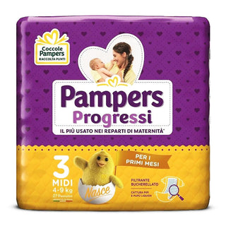 Pampers Progressi Pannolini Taglia 3, 4-9 Kg. Confezione 27 Pannolini